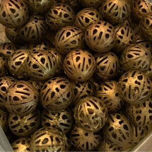 Vintage 30 filigree brass beads